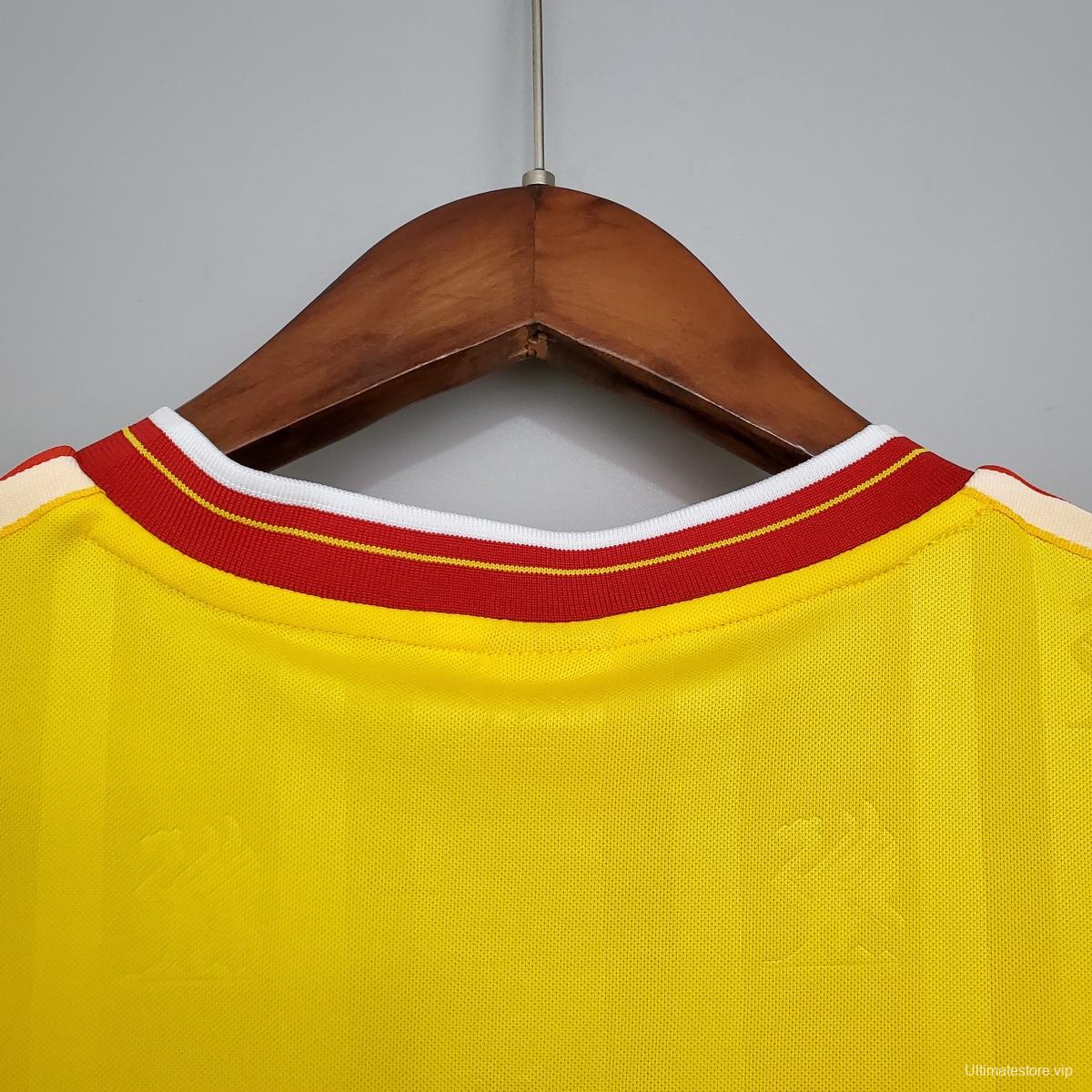 Retro 85/86 Liverpool away yellow Soccer Jersey