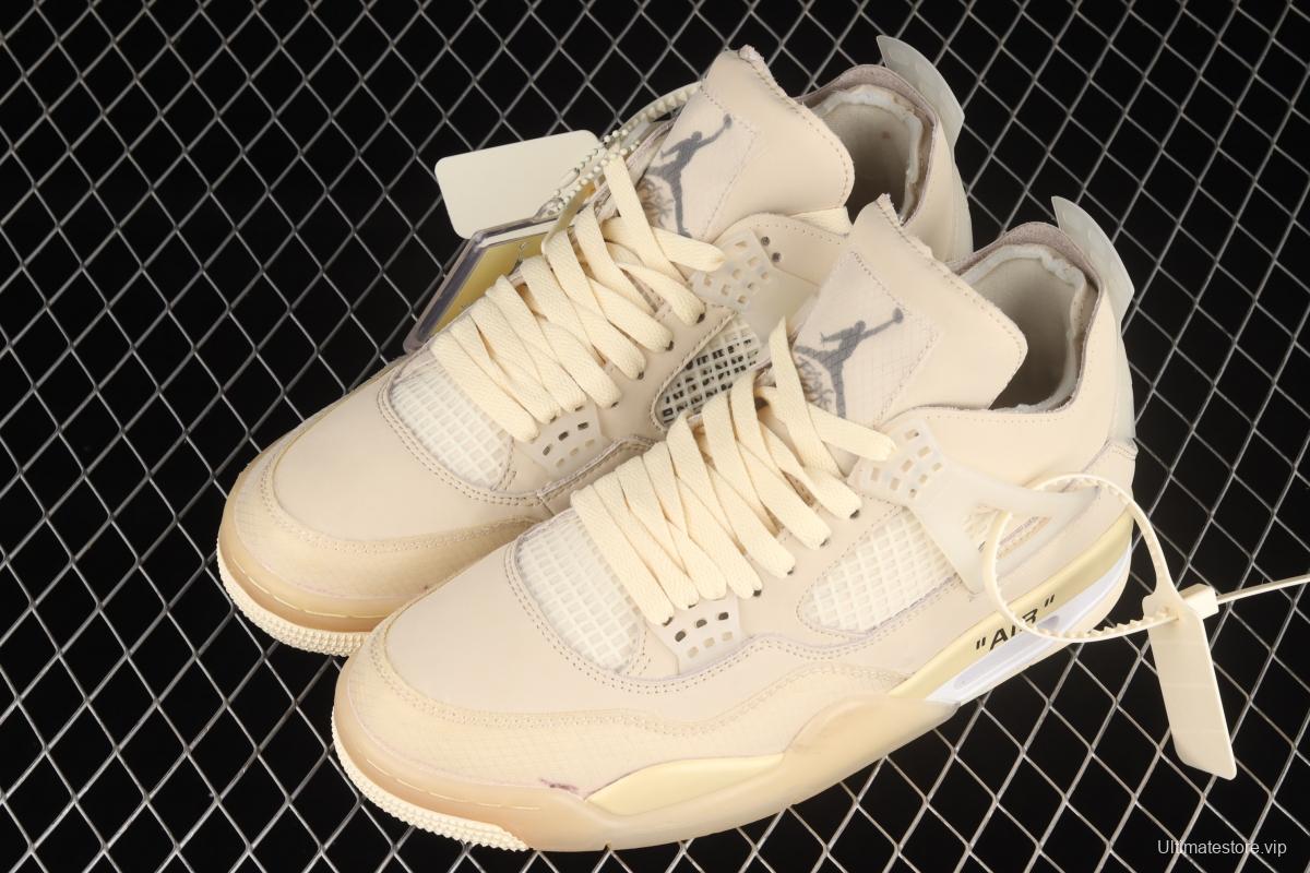 OFF-White x Air Jordan 4 Retro Cream/Sail help retro leisure sports culture basketball shoes CV9388-100