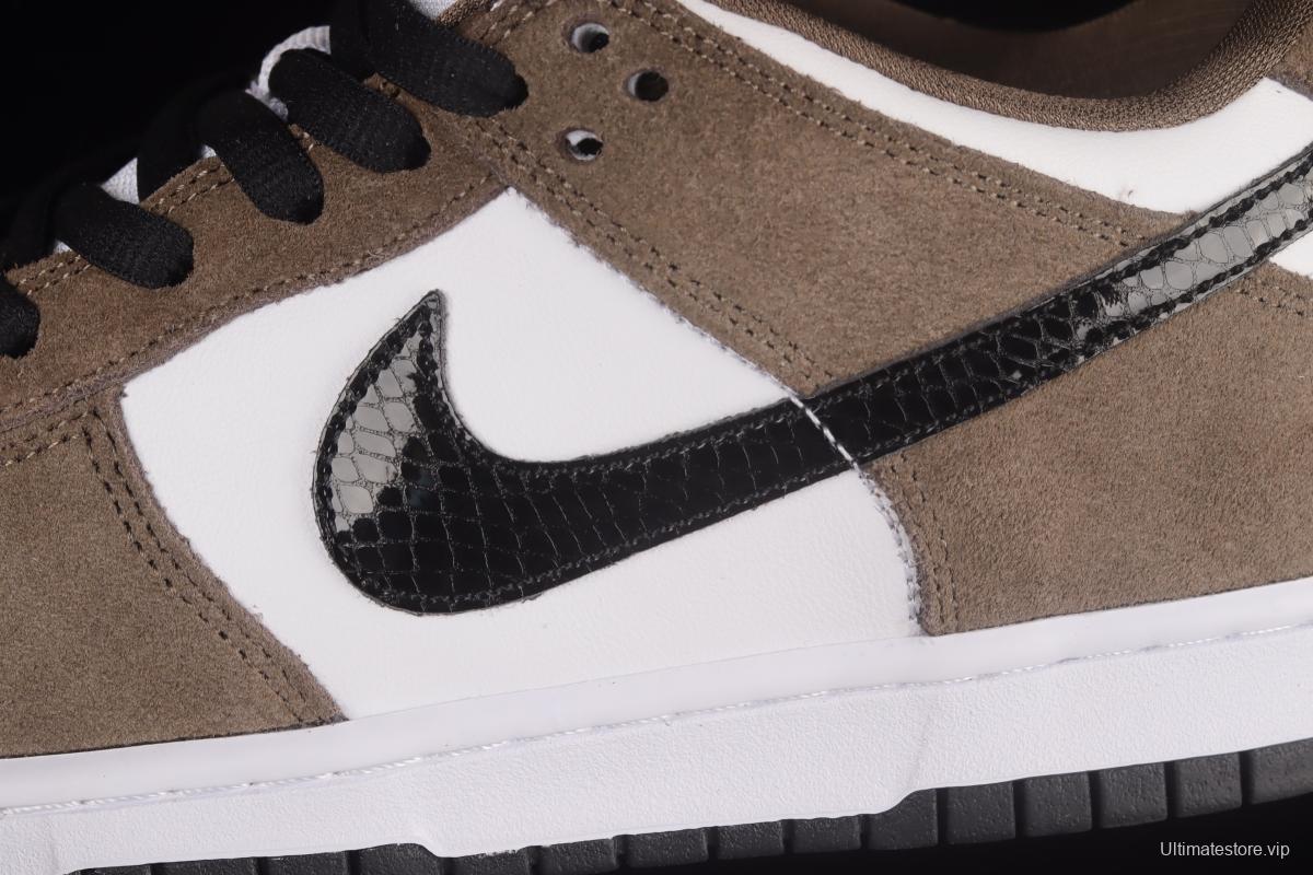 NIKE SB DUNK Low Pro Trail End Brown Furn Brown White Black Snake Print Dunk Series Low Top Casual Sports Skateboard Shoes 304292-102