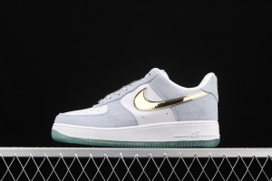 NIKE Air Force 1o07 Low white blue gold ice snow strange edge low-top casual board shoes CW1577-001