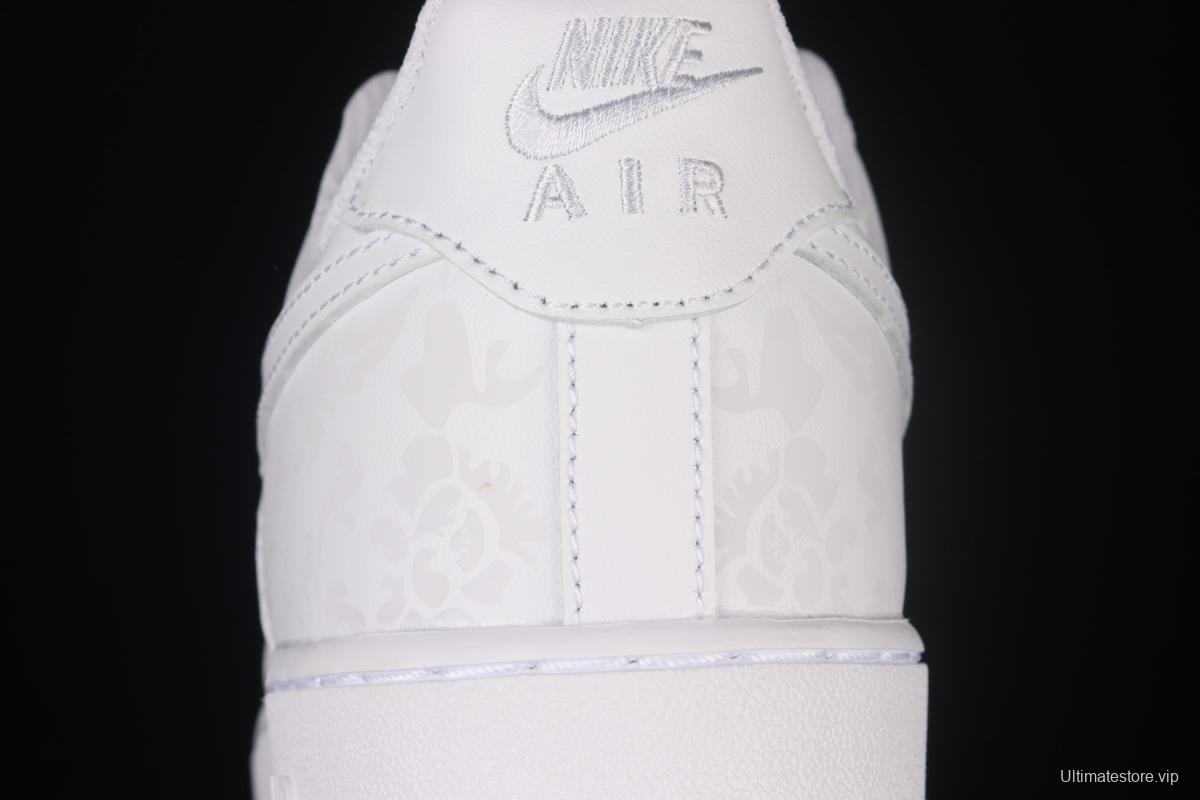 NIKE Air Force 1: 07 Low flower printed all-white low-top casual board shoes DD8959-100