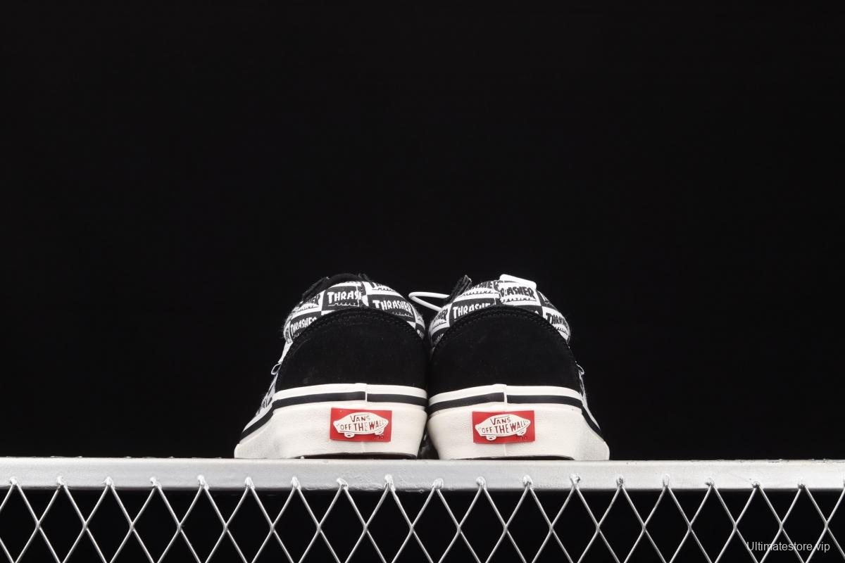 Vans Skate Old Skool Customs x Thrasher co-branded black-and-white brand logo full of low-top casual shoes VN0A5HYKBDI