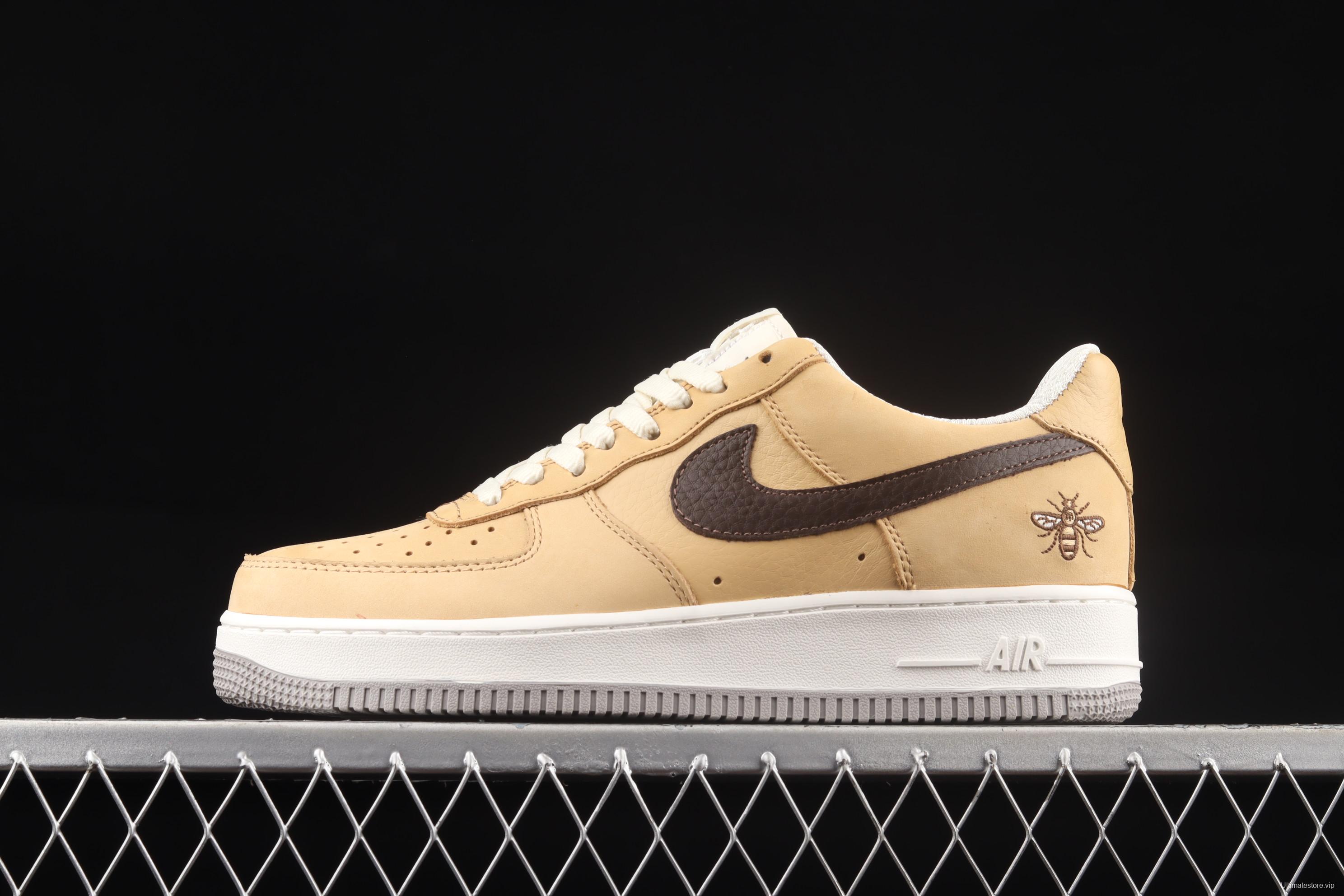 NIKE Air Force 11607 Low Manchester Bee khaki brown Manchester bee suede low-top casual board shoes DC1939-200