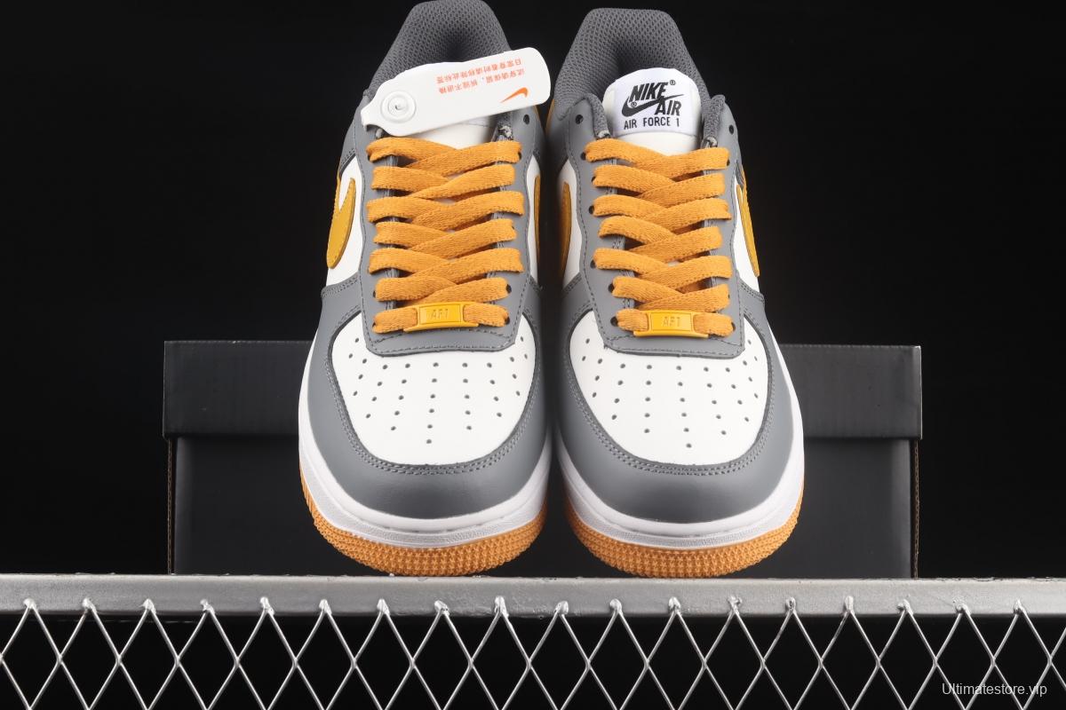 NIKE Air Force 11007 Low white, gray and yellow color low-top casual board shoes CW2288-110,