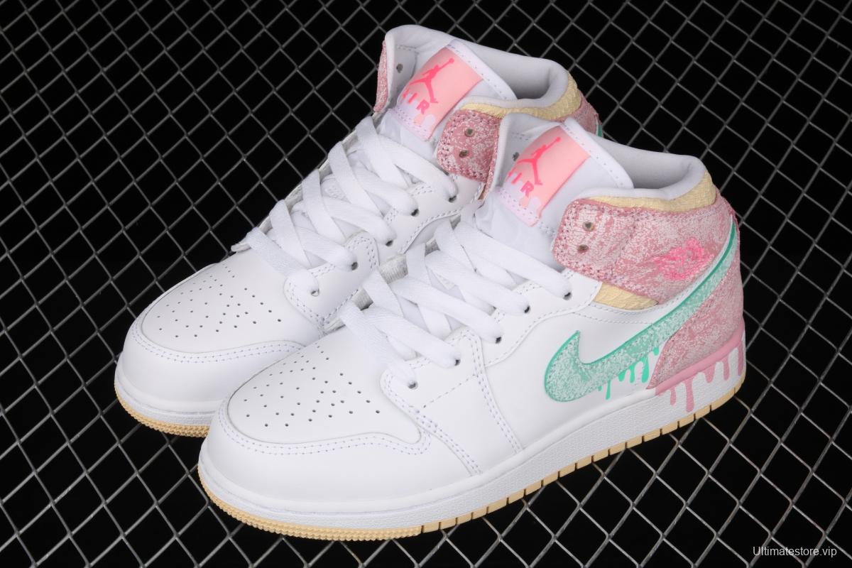 Air Jordan 1 Mid GS Ice Cream Bang Basketball shoes DD1666