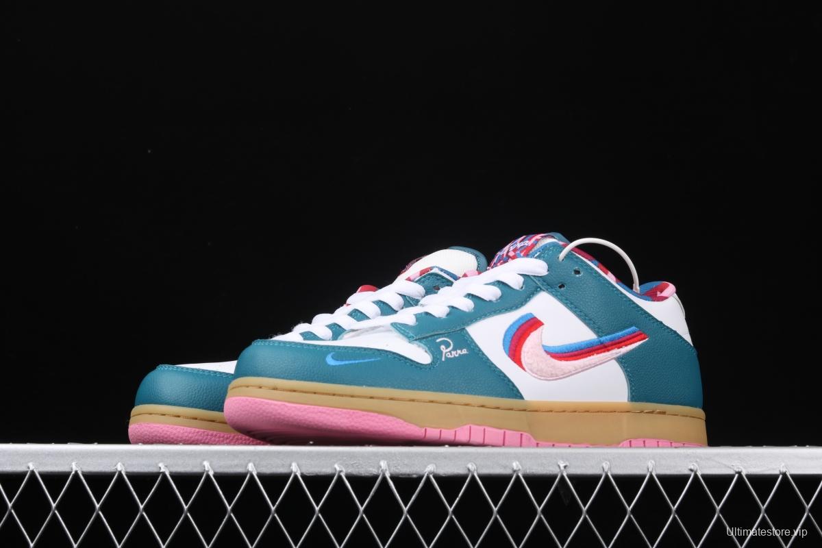 Parra x NIKE SB DUNK Low CN4504-105joint style tricolor hook embroidery rainbow geometric pattern casual low-top skateboard shoes