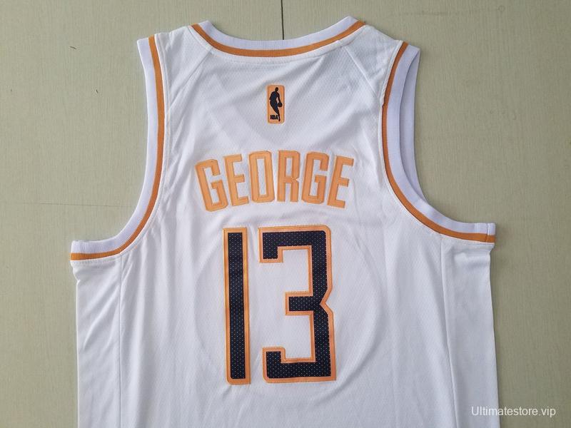 Paul George 13 White Golden Edition Jersey