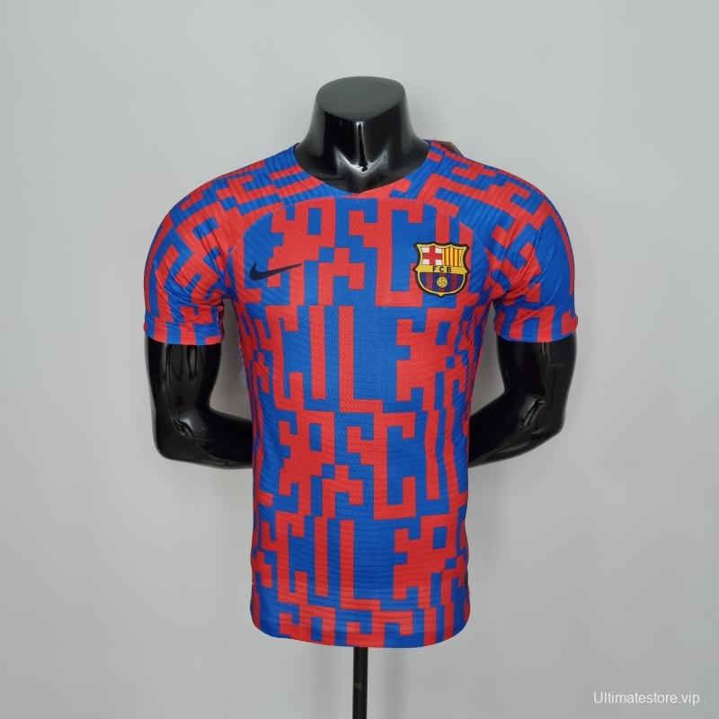 22/23 Barcelona Player Version Pre-match Jersey Red and Blue