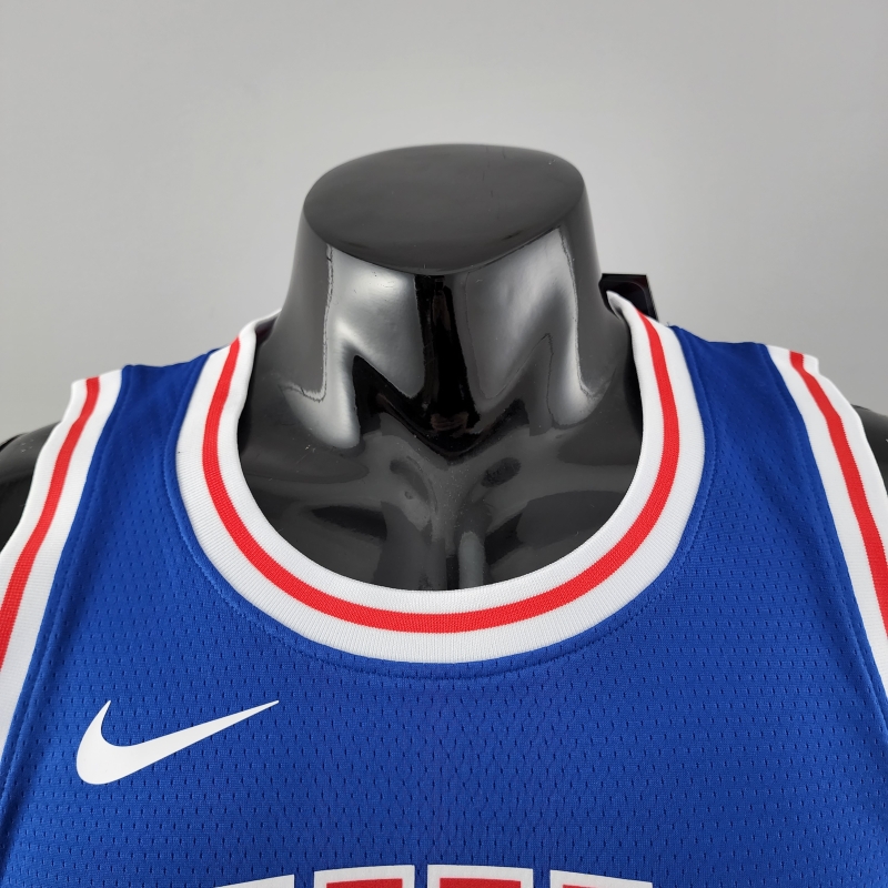 Retro Philadelphia 76ers Iverson #3 Crew Neck Blue NBA Jersey 