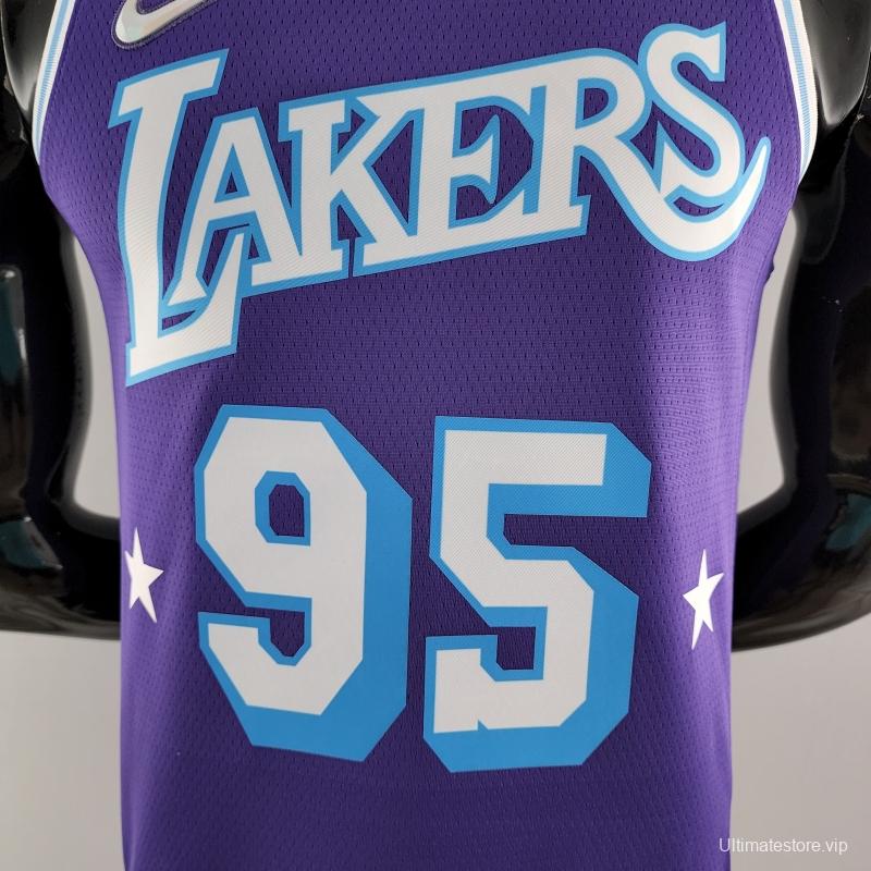 2022 75th Anniversary TOSCANO #95 Los Angeles Lakers City Edition Purple NBA Jersey