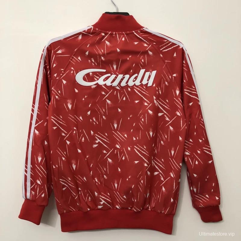 Retro 89/90 Liverpool Home Red  Full Zipper Jacket