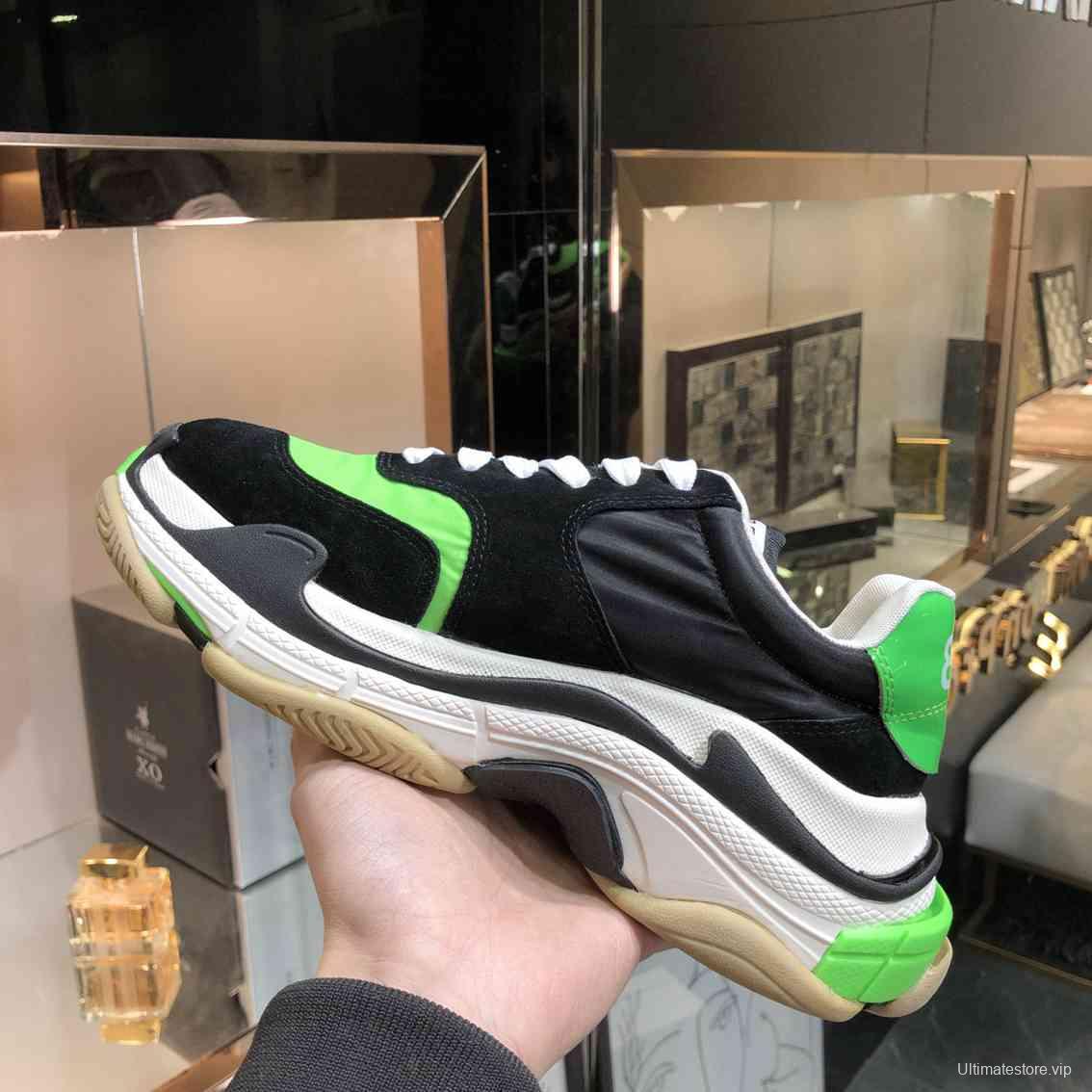 Men/Women Balenciaga Triple S 2.0 Sneaker Black/Green Item 6380340