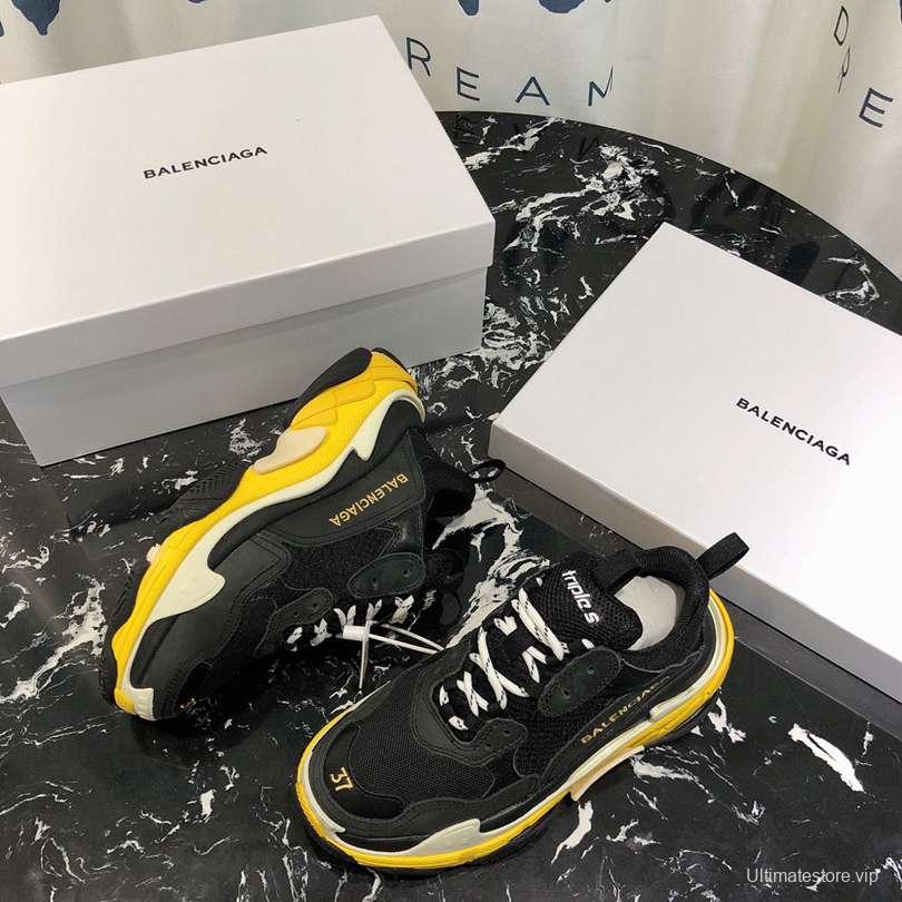 Men/Women Balenciaga Triple S Sneaker Black/Yellow