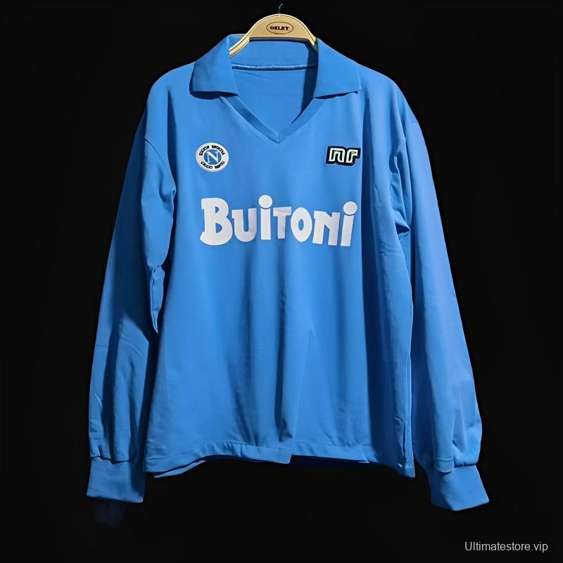 Retro Napoli 87/88 Home Long Sleeve Soccer Jersey