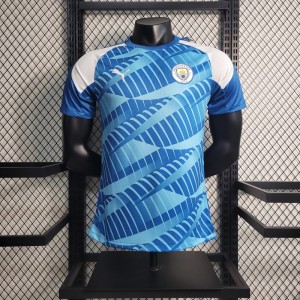 Player Version 23-24 Manchester City Pre Match Blue Jersey