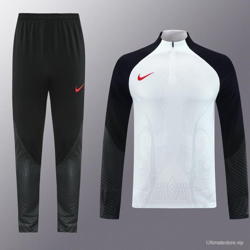 2024 Nike White/Black Half Zipper Jacket+Pants