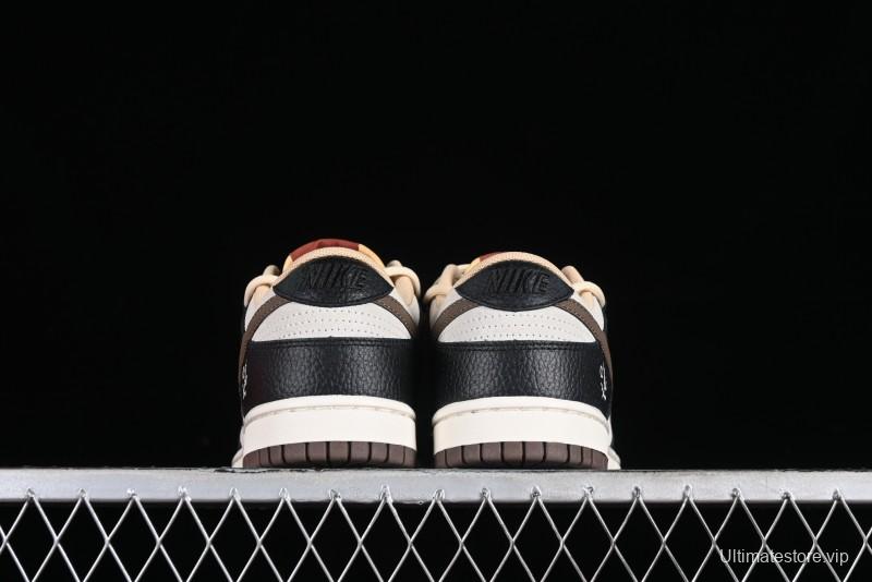 Nike Dunk Low "Mars Stone" Witch Puppet Themed SB Lace-Up Low-Top Casual Sneakers in Black/Mocha Brown - DR9704-200