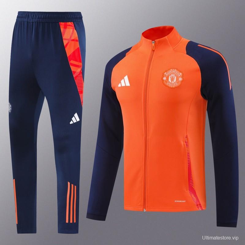 24/25 Manchester United Orange Full Zipper Jacket +Long Pants