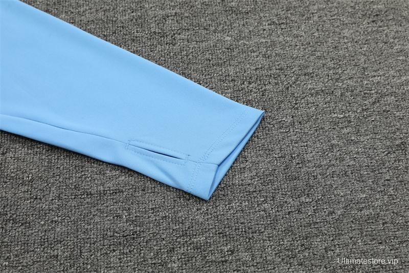 24/25 Manchester City Sky Blue Half Zipper Jacket+Long Pants