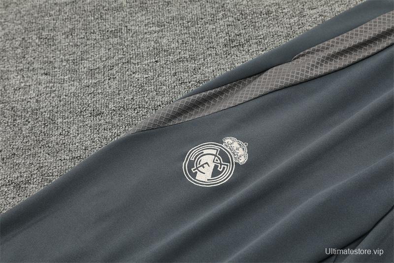 24/25 Real Madrid Grey/Khaki Half Zipper Jacket+Long Pants