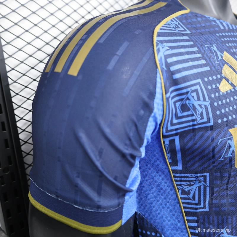 25/26 Player Version Real Madrid Blue Geometric Pattern Away Jersey