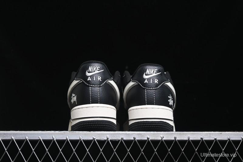 Nike Air Force 1 '07 Low Stussy Collaboration - All Black Low-Top Casual Sneakers - XZ6188-311