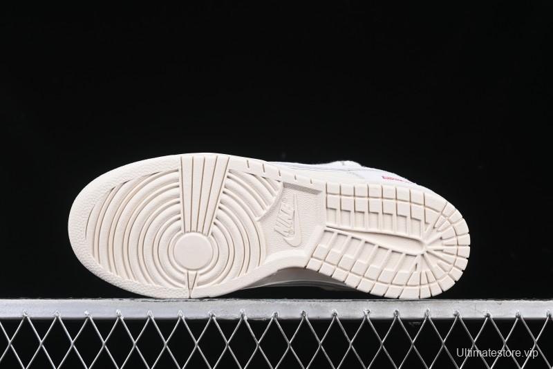 Nike SB Dunk Low Supreme Collaboration Light Gray Drawstring Anniversary High-End Custom Low-Top Casual Skate Shoes - XX3168-109