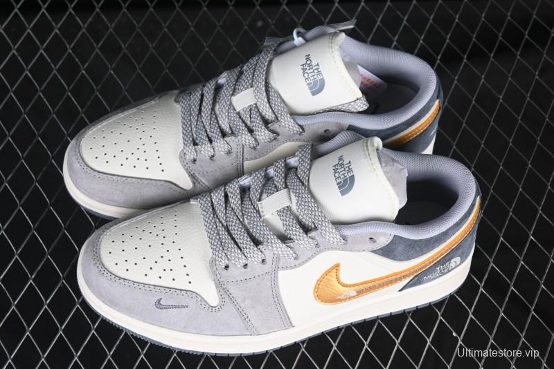 Nike Air Jordan 1 Low AJ1 The North Face Collaboration Pig Eight Gold Hook High-End Custom Retro Basketball Shoes - DM9188-015