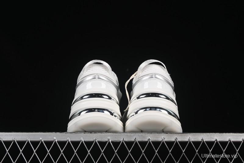 GG-CC Chunky Low Casual Fashion Sneakers with Thick Sole and Height Increasing Design - 2607 White