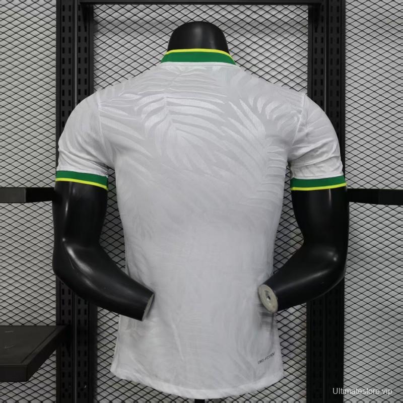 Player Version 2025 Brazil White with Rooster Print Jersey