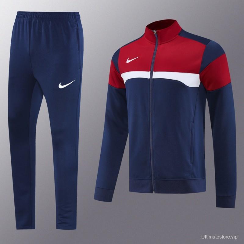 2025 Nike Red/Navy Full Hoodie Zipper Jacket +Long Pants