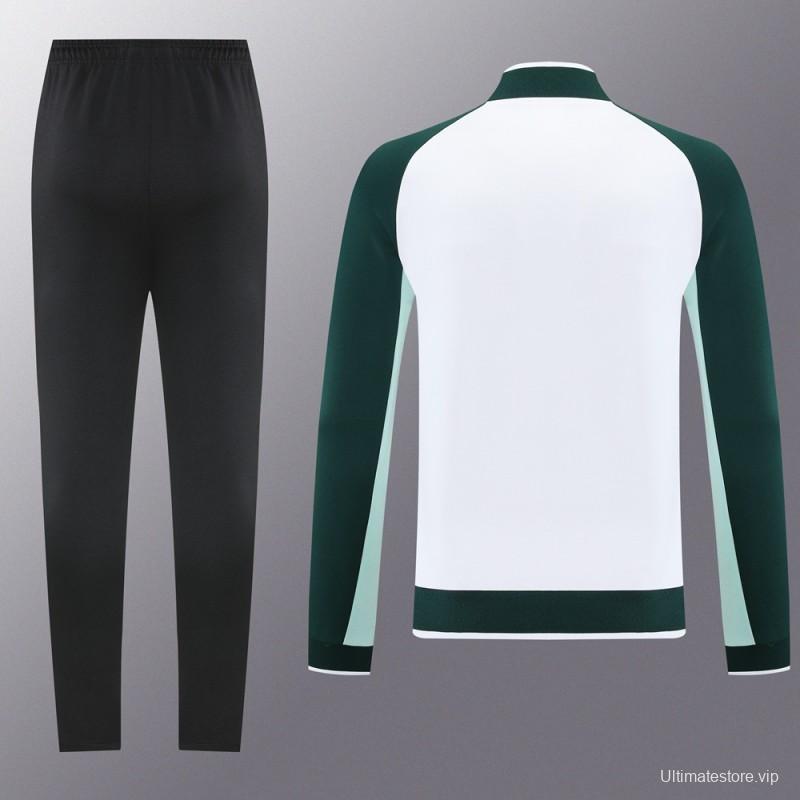 2025 Nike Green/White Full Hoodie Zipper Jacket +Long Pants