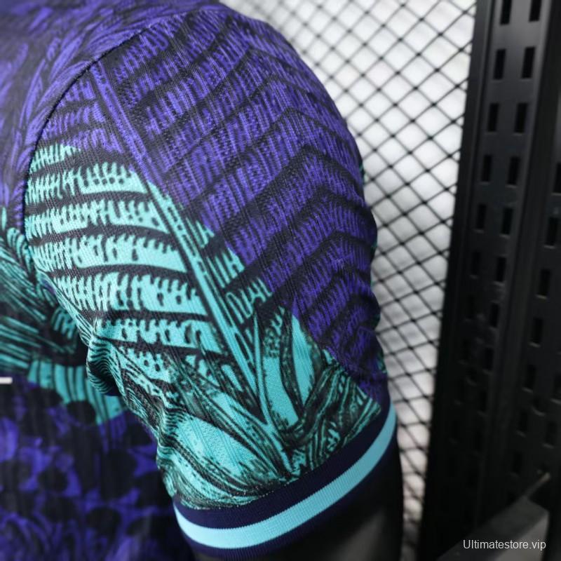 Player Version 2025 Brazil Purple with Tropical Leaf Pattern Jersey