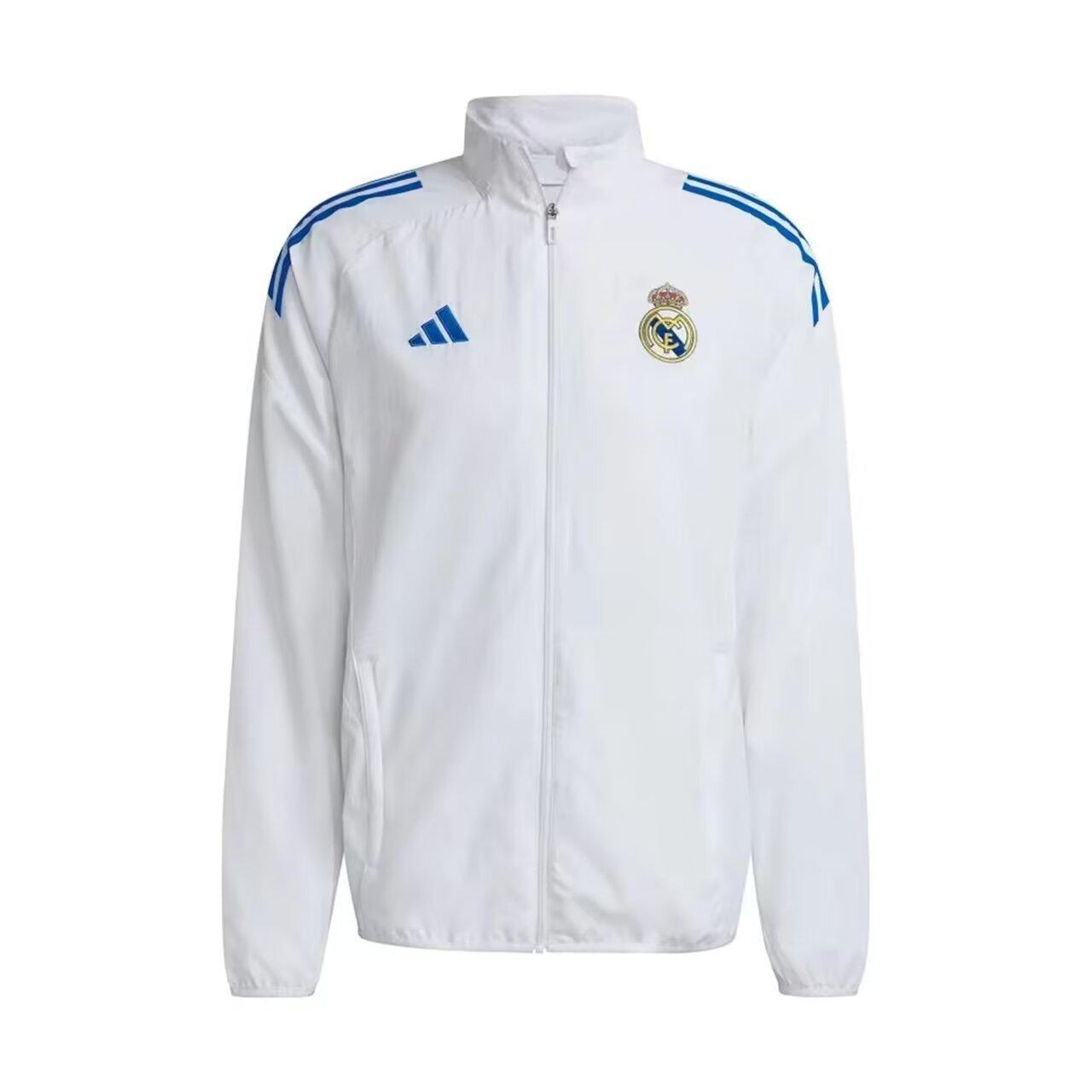 25/26 Real Madrid White /Blue Full Zipper Windbreaker