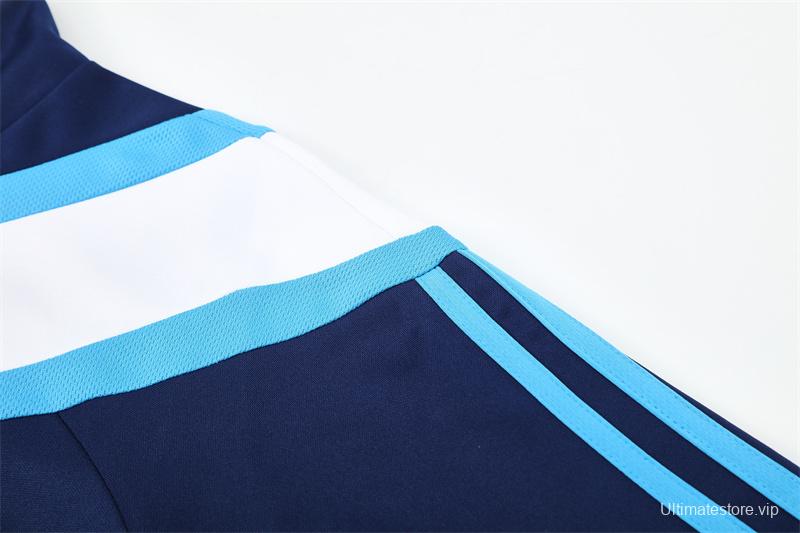 Retro 09/10 Real Madrid Royal Blue Half Zipper Jacket+Long Pants