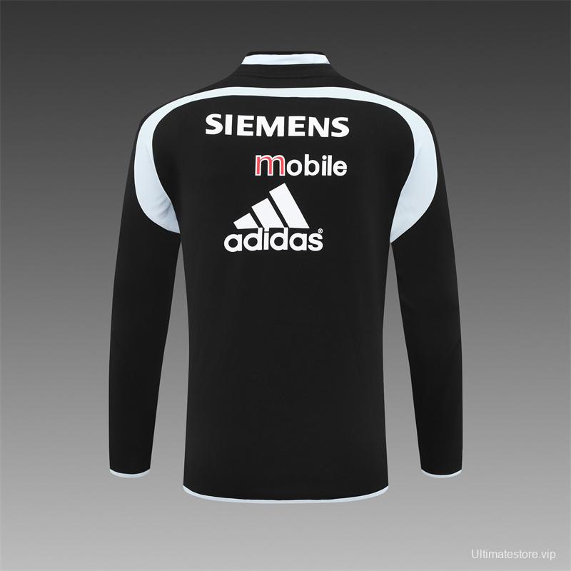 Retro 04/05 Real Madrid Black Half Zipper Jacket