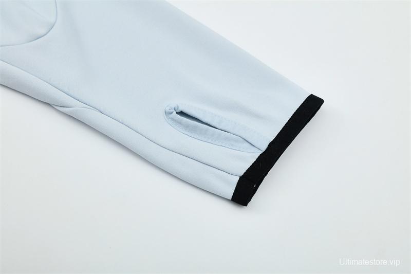 Retro 04/05 Real Madrid Light Grey Half Zipper Jacket+Long Pants