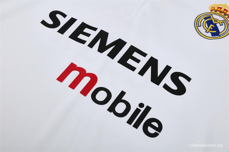 Retro 03/04 Real Madrid White Half Zipper Jacket