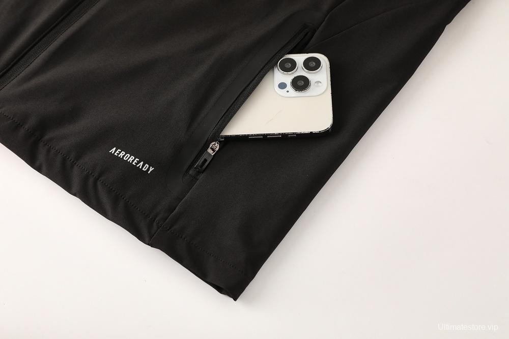 25/26 Adidas Black Hoodie Full Zipper Jacket + Long Pants