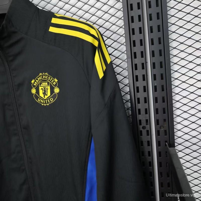 25/26 Manchester United Black Windbreaker (with Inner Lining)