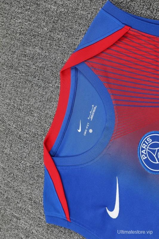 25/26 PSG Red/Blue Vest Jersey+Shorts