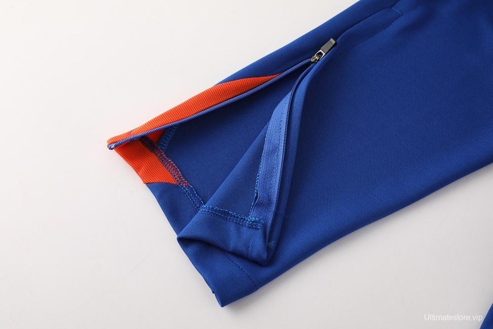 2025 Netherlands Blue Half Zipper Jacket+Long Pants