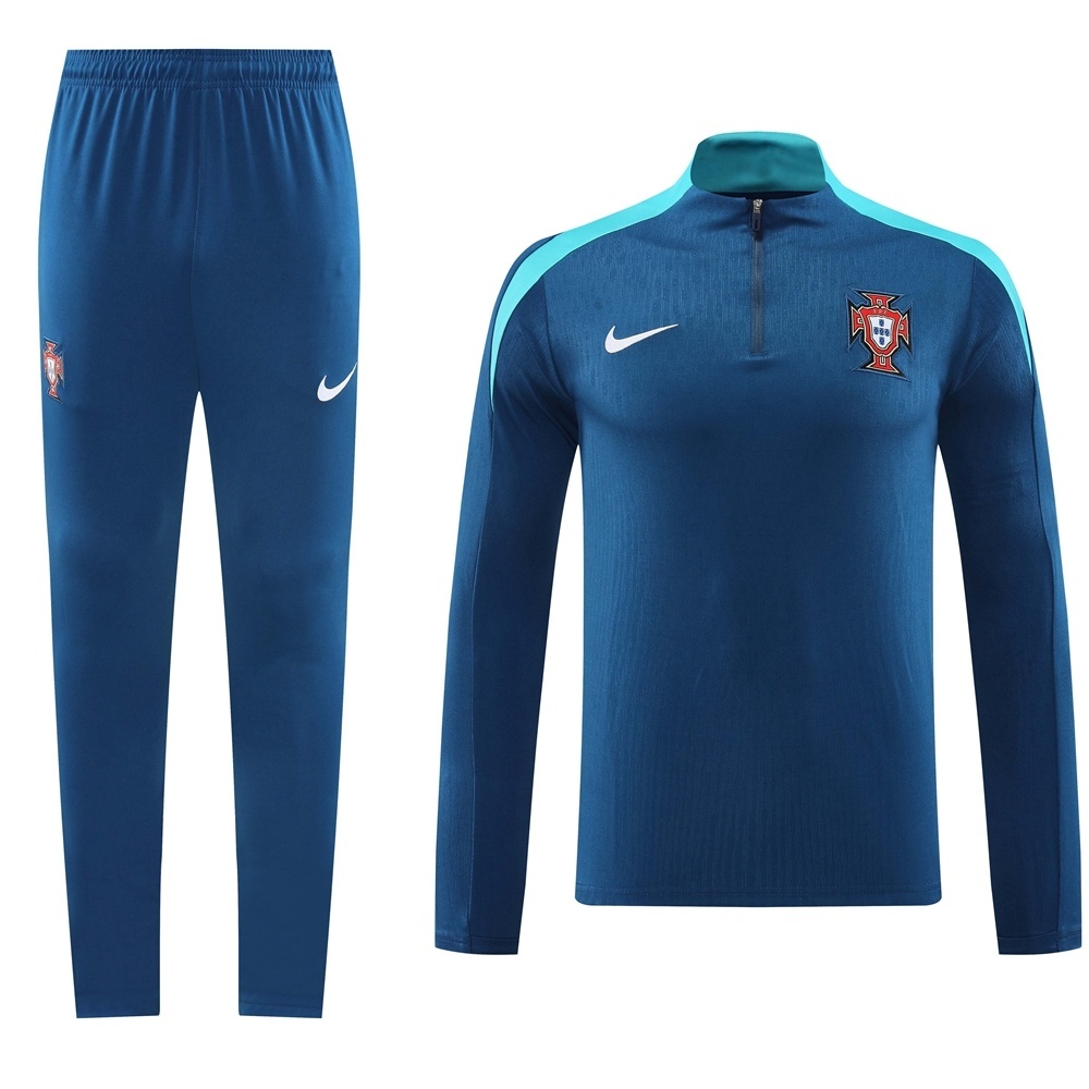 2025 Portugal Royal Blue Half Zipper Jacket+Long Pants