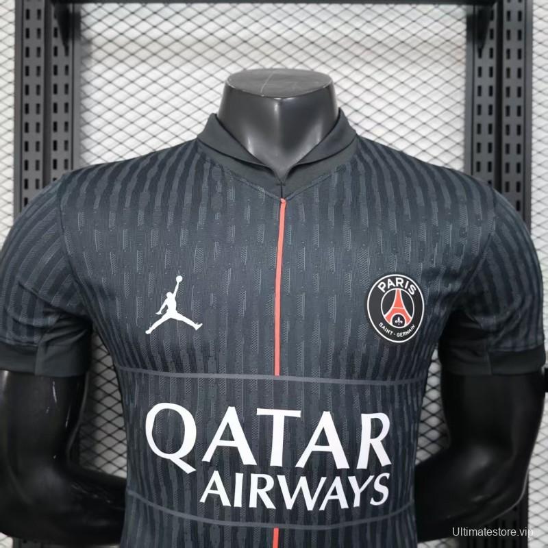 25/26 Player Version  Paris Saint-Germain Away Dark Grey with Vertical Stripe Pattern Jersey