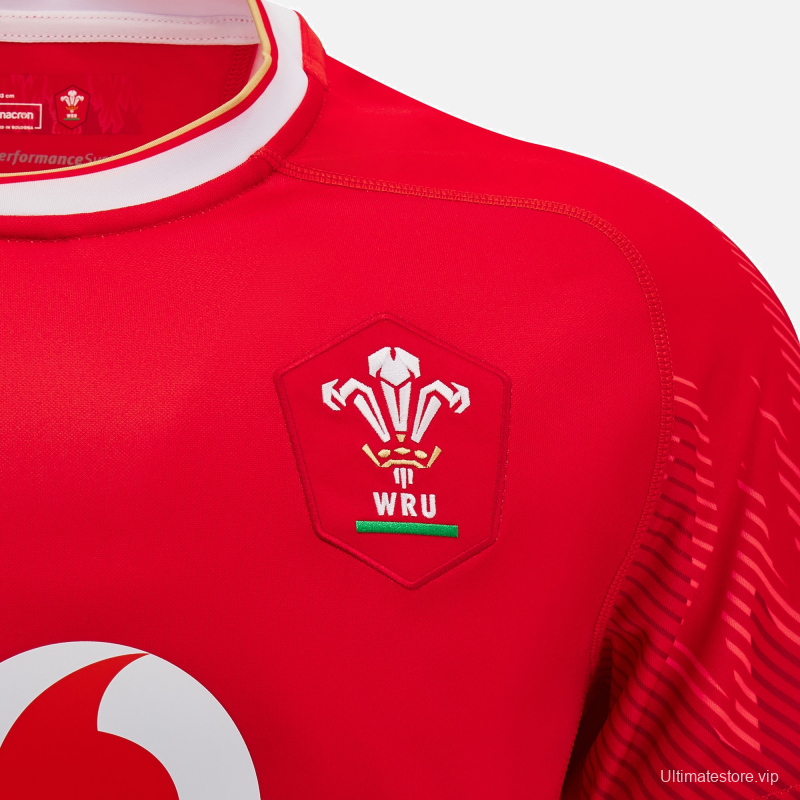 2025 Wales Red with Tonal Wave Pattern Home Jersey