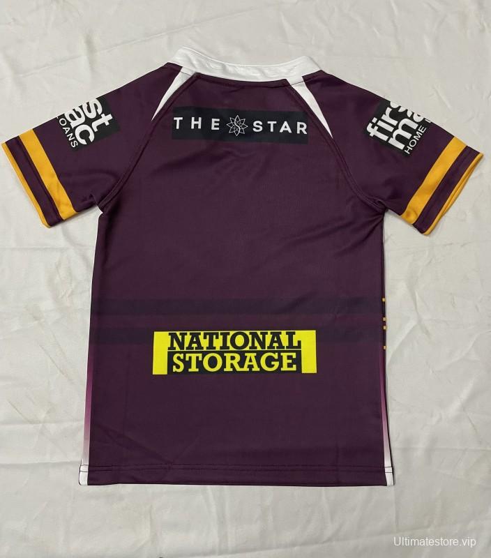 25/26 Kids Brisbane Broncos Maroon with Gold Stripes Jersey