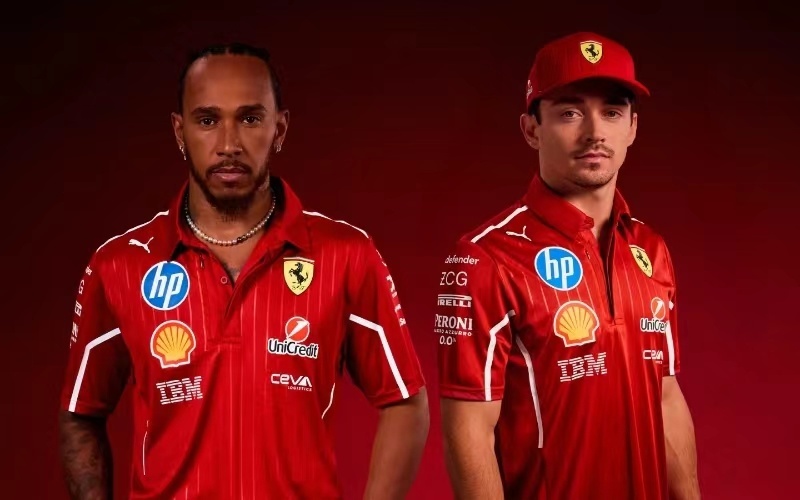 2025 F1 Scuderia Ferrari Red with White Trim Team Polo Shirt
