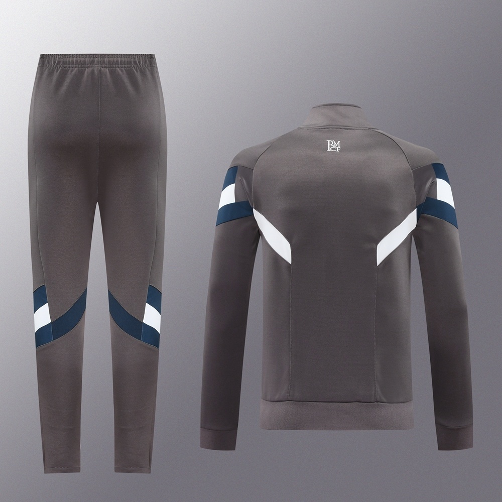 25/26 Real Madrid Light Grey Full Zipper Jacket+Long Pants