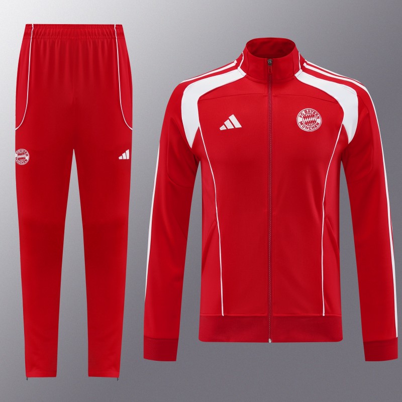 25/26 Bayern Munich Red Full Zipper Jacket+Long Pants