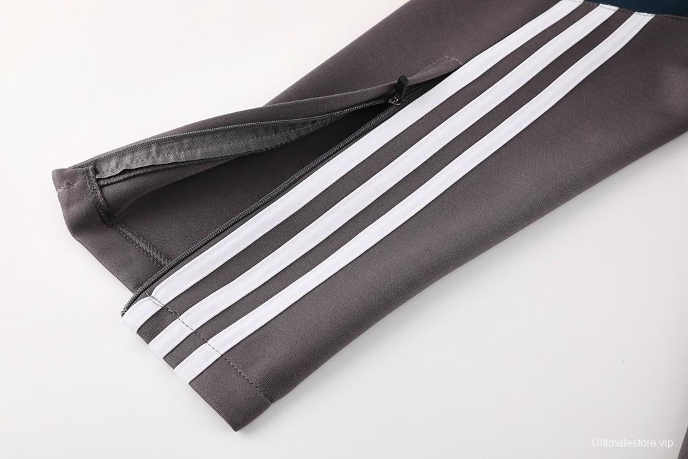 25/26 Real Madrid Light Grey Full Zipper Jacket+Long Pants